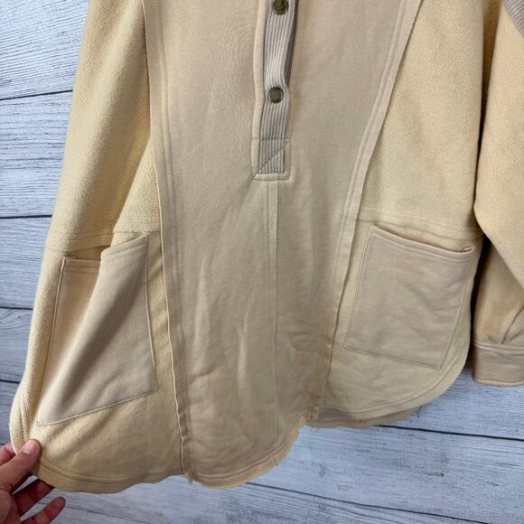 Aemi & Co Women's Ivory Quarter Snap Long Sleeve Pullover Sweatshirt Size Small - Picture 4 of 9